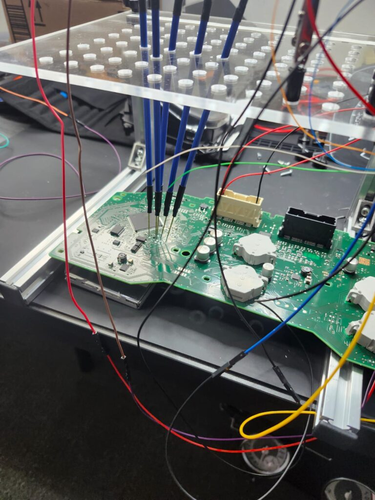 Instrument cluster circuit board connected for bench programming
